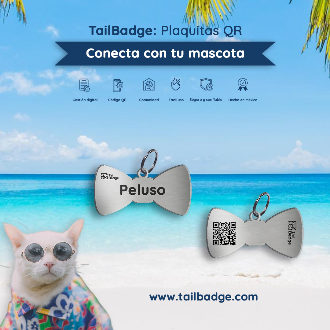 PLACA PARA MASCOTA CON FORMA DE MOÑO