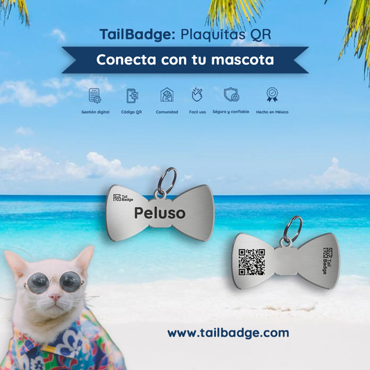 PLACA PARA MASCOTA CON FORMA DE MOÑO
