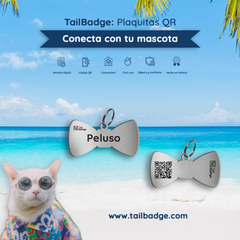 PLACA PARA MASCOTA CON FORMA DE MOÑO