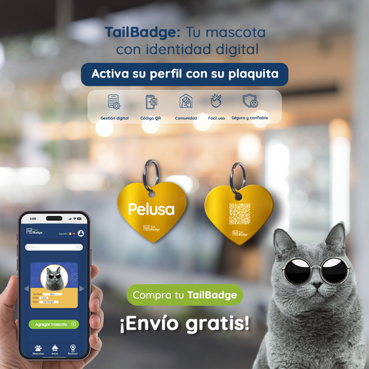 PLACA PARA MASCOTA CON FORMA DE CORAZÓN (ALUMINIO)