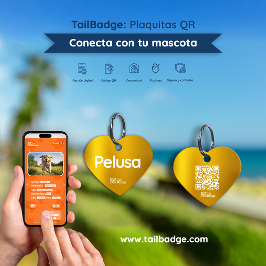 PLACA PARA MASCOTA CON FORMA DE CORAZÓN (ALUMINIO)