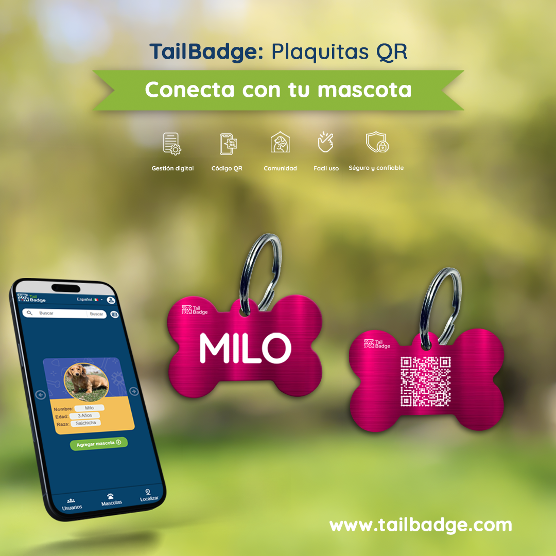 PLACA PARA MASCOTA CON FORMA DE HUESO (ALUMINIO)