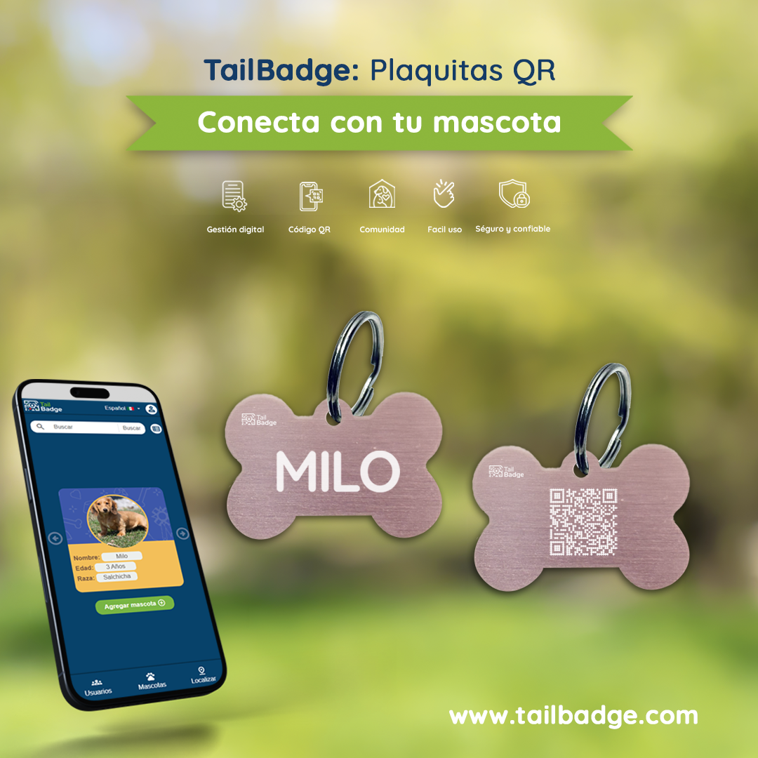 PLACA PARA MASCOTA CON FORMA DE HUESO (ALUMINIO)