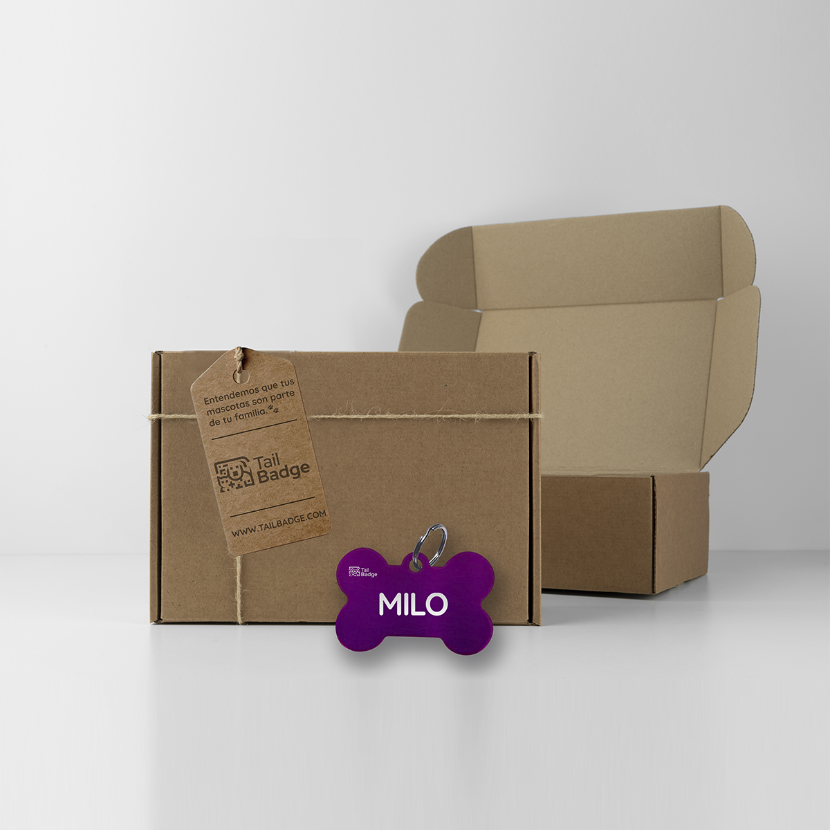 PLACA PARA MASCOTA CON FORMA DE HUESO (ALUMINIO)