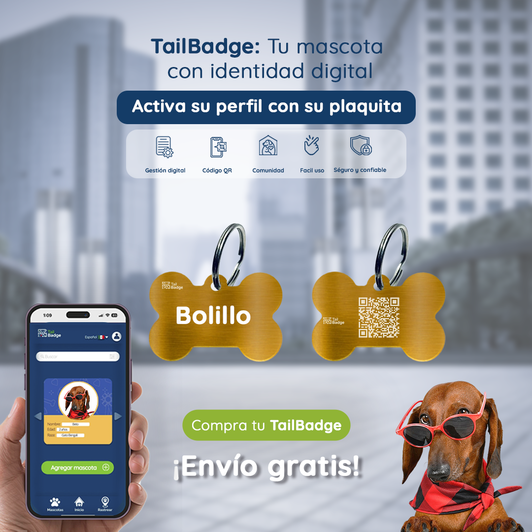 PLACA PARA MASCOTA CON FORMA DE HUESO (ALUMINIO)