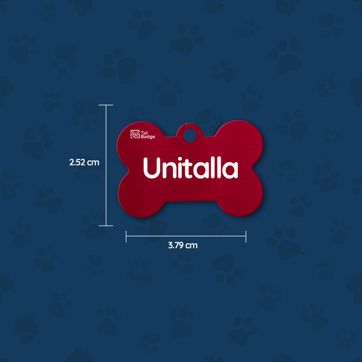 PLACA PARA MASCOTA CON FORMA DE HUESO (ALUMINIO)