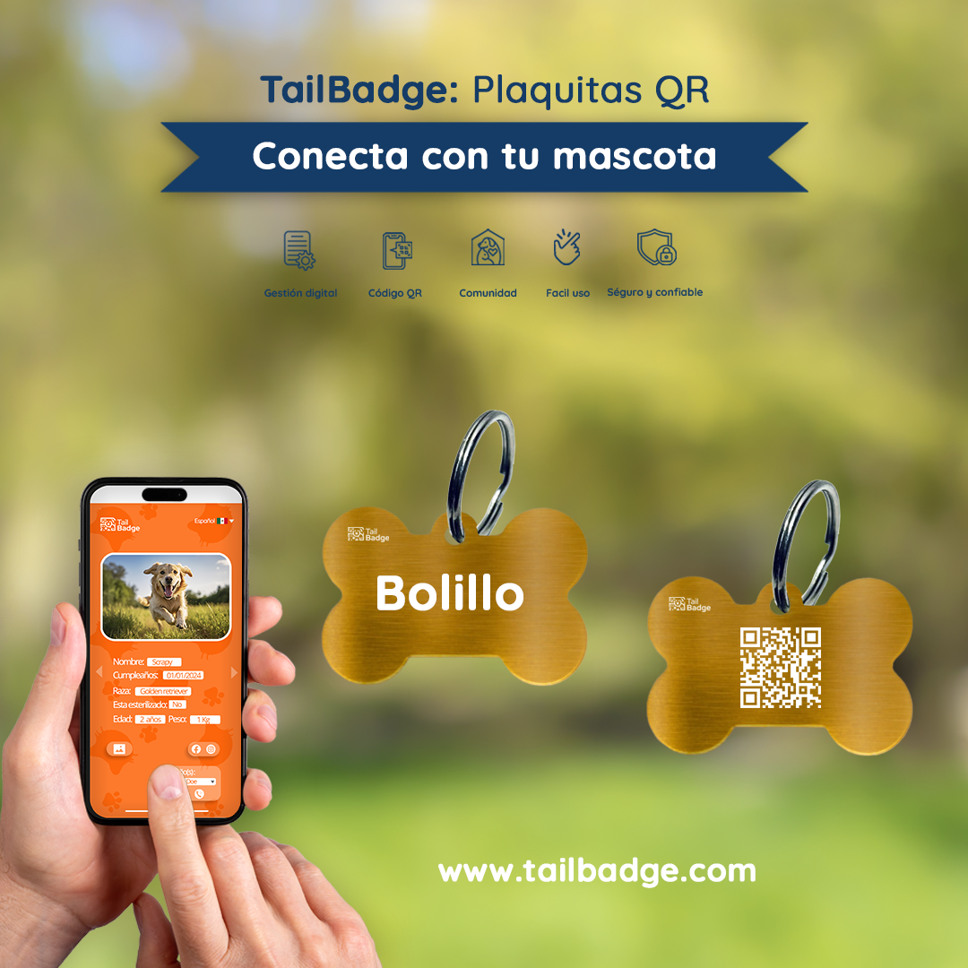 PLACA PARA MASCOTA CON FORMA DE HUESO (ALUMINIO)