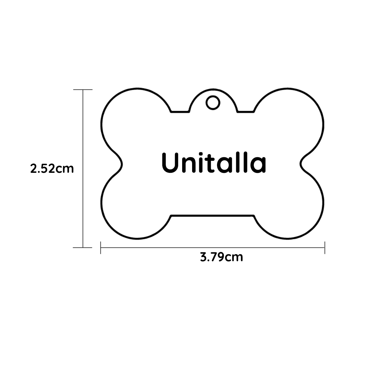 PLACA PARA MASCOTA CON FORMA DE HUESO (ALUMINIO)