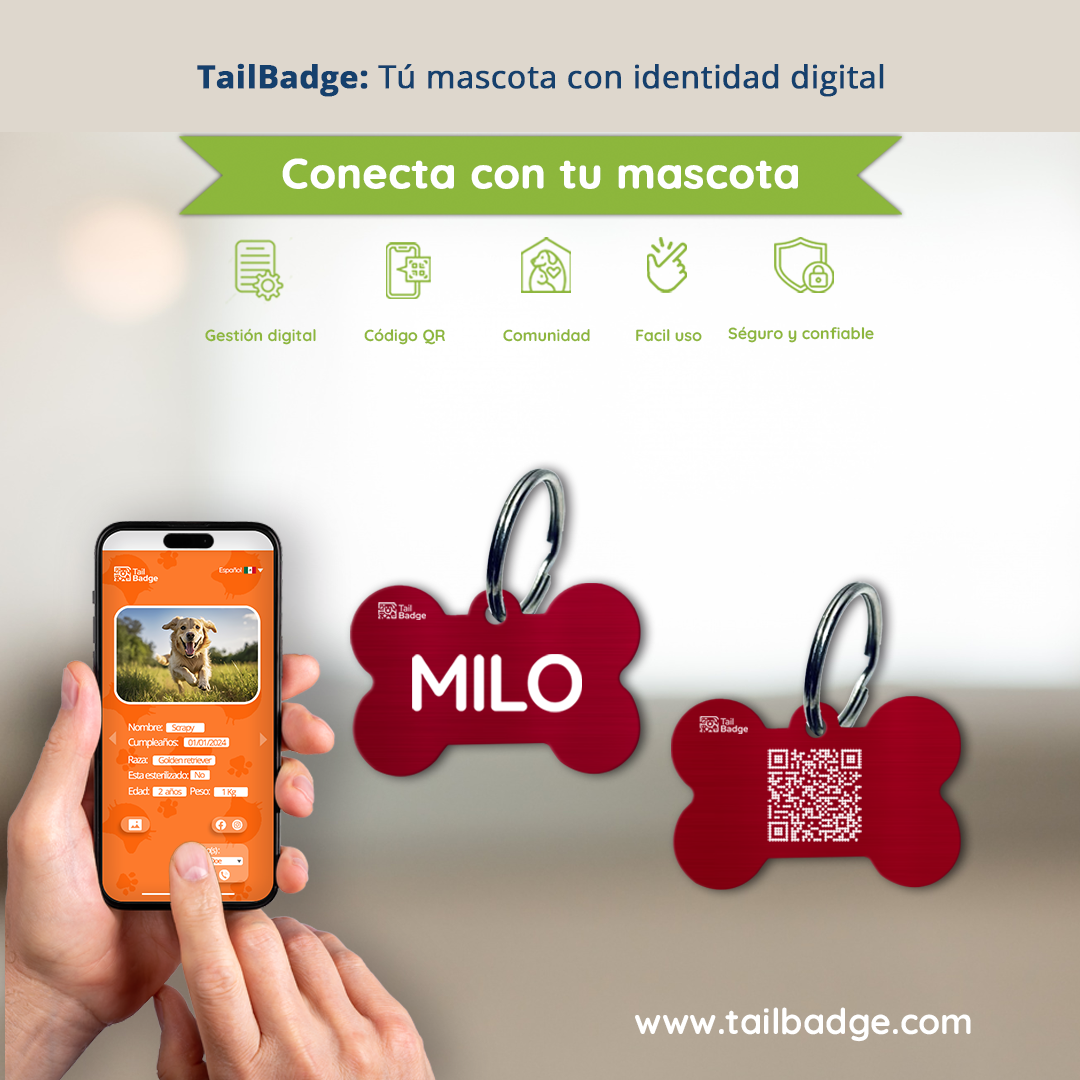 PLACA PARA MASCOTA CON FORMA DE HUESO (ALUMINIO)