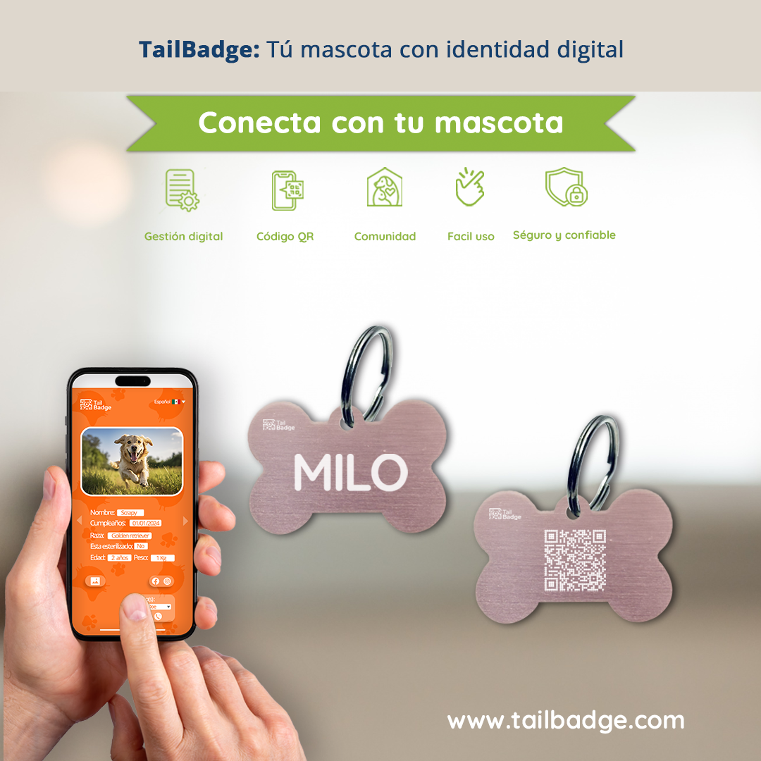 PLACA PARA MASCOTA CON FORMA DE HUESO (ALUMINIO)